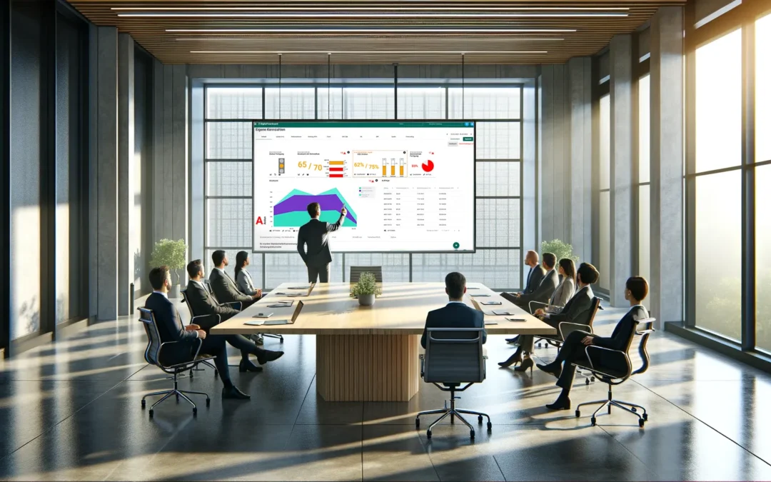Der Shopfloor Manager und sein Team nutzen digitale Shopfloor Management Board und Software, um wichtige Unternehmenszahlen zu analysieren.